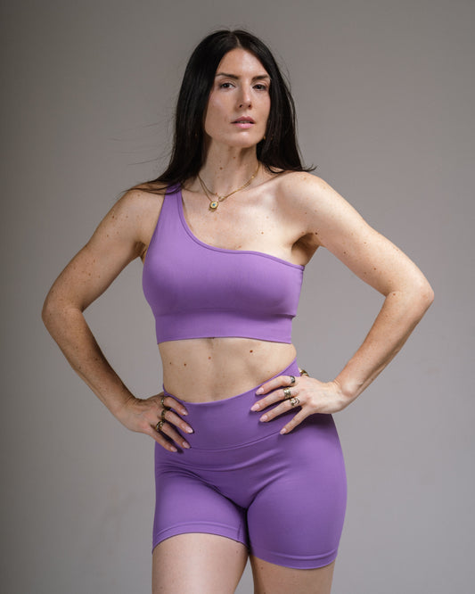 Purple TOP one-shoulder